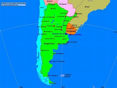 Argentina Uruguay Map Political Countries Cities Major