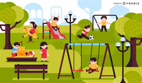 Kids Park Playground Illustration Vector Download