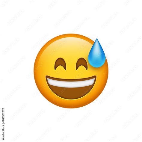 Vecteur Stock Grinning Face Emoji With Sweat 3d Smiling Face With Open
