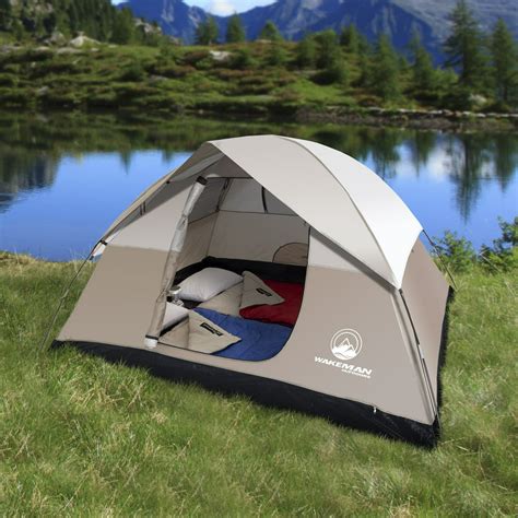 Wakeman 4 Person Tent Water Resistant Dome Tent For Camping With Removable Rain Fly And Carry