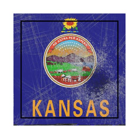 Kansas State Grunge Flag United States Of America Stock Illustration