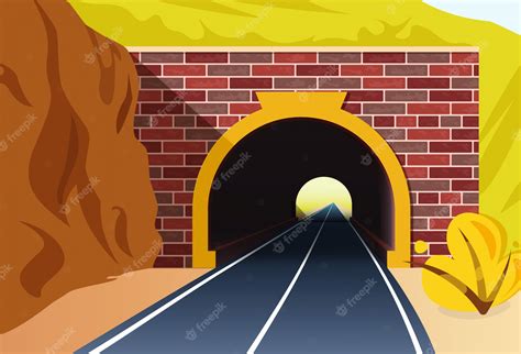 Premium Vector Entrance In A Road Tunnelillustration In Flat Style