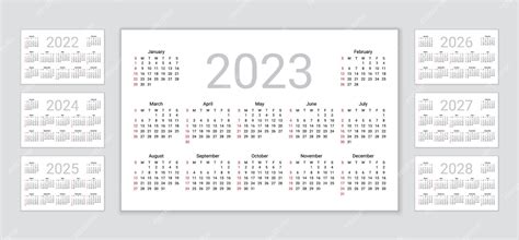 Calendário 2022 2023 2024 2025 2026 2027 2028 Anos Semana Começa