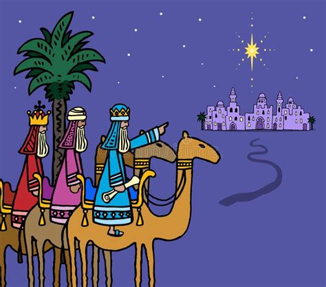 Wise Men Following The Star To Bethlehem Stock Vector Illustration Of Desert Artistic