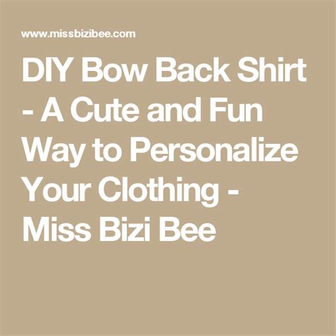 Diy Bow Back Shirt A Cute And Fun Way To Personalize Your Clothing