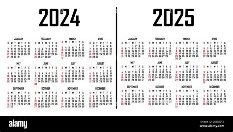Calendar 2024 2025 The Week Begins On Sunday Simple Calendar Template