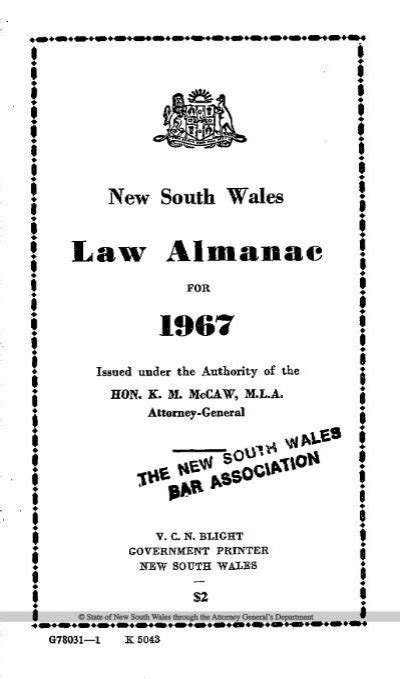 Law Almanac 1967 Nsw Law Almanacs