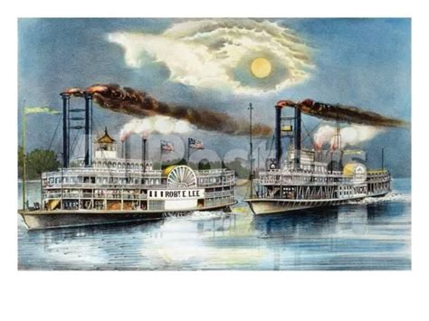 Steamboat Race 1870 Giclee Print Currier And Ives