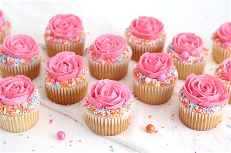 Sprinkled Rose Cupcakes Tutorial Sugar Sparrow