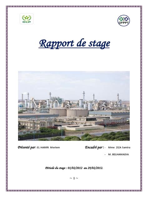 Rapport De Stage Ocp Safi Informatique Application