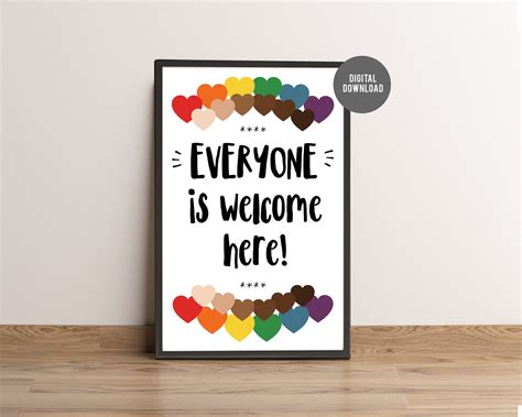 Everyone Is Welcome Here Digital Download Poster Rainbow Etsy