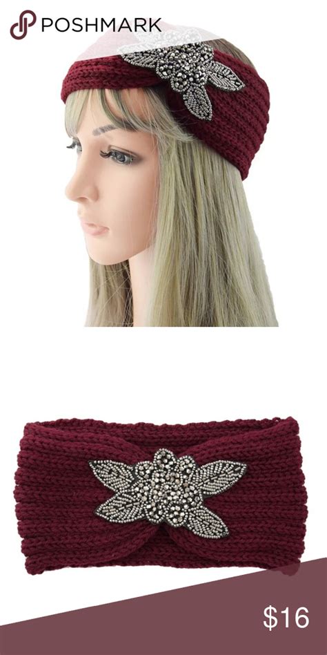 Wine Red Turban Headband Knit Ear Warmers Knit Turban Head Band