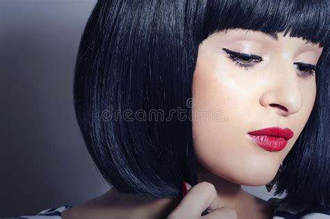 Hair Salon Beauty Woman With Long Healthy And Shiny Smooth Black Hair