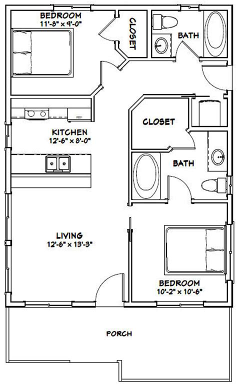 2 Bedroom Floor Plans Small House Floor Plans Cabin Floor Plans