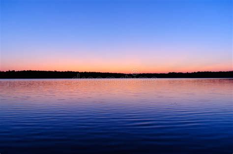 Beautiful Sunrise Sunset Over Calm Lake Stock Image Image Of