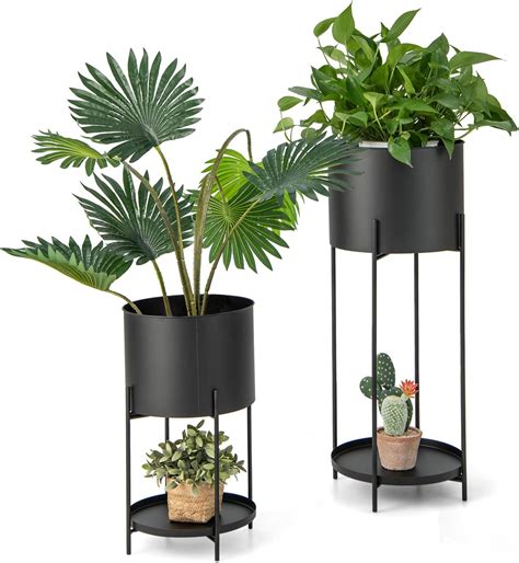 Hartleys Set Of Deep Tall Plant Pots With Stands Uk Garden