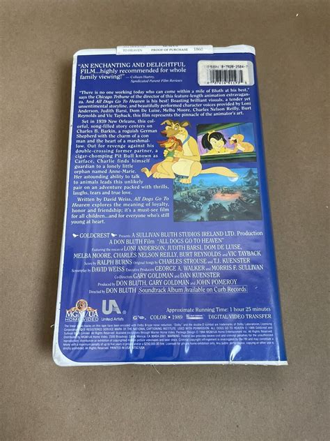 Mavin All Dogs Go To Heaven 1989 Animated Film Vhs Video Tape Don