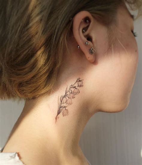 Lily Of The Valley Flower Tattoo With Images Neck Tattoos Women