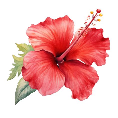 Red Hibiscus Flower Watercolor Illustration Ai Generative Hibiscus