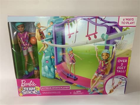 mattel barbie team stacie extreme sports zipline basketball skateboard playset for sale online