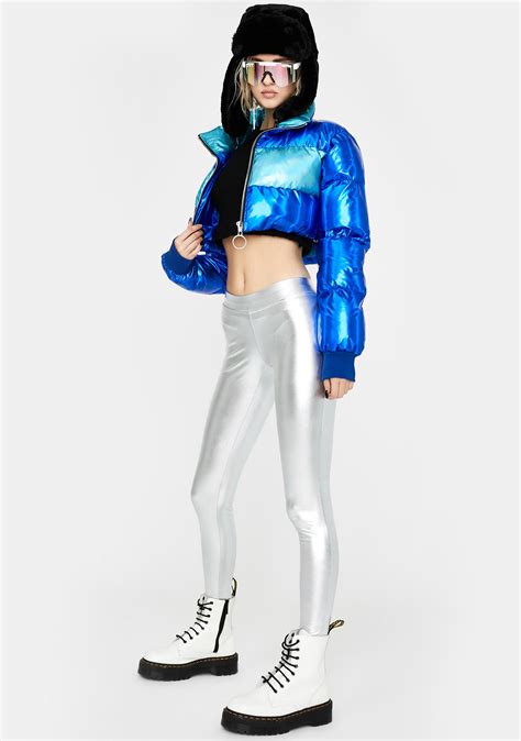 Tipsy Elves Silver Metallic Leggings Dolls Kill