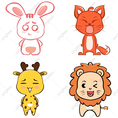 Cute Cartoon Animals Clipart Vector Cartoon Cute Animal Rabbit Fox