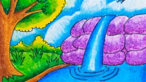 How To Draw Easy Waterfall Scenery Simple Step By Step Discover The