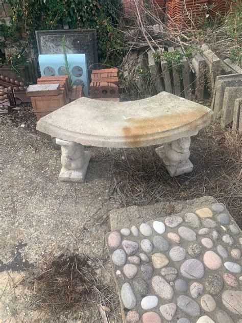 Reclaimed Concrete Curved Garden Seat Bench On Rabbits In Norwich Norfolk Gumtree