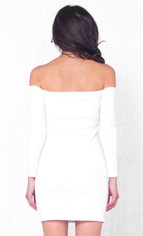 indie xo let her zip white long sleeve off the shoulder zipper accent