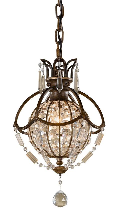 Look forward to your cooperation! Feiss Bellini 1 Light Crystal Mini Pendant Globe Oxidised ...