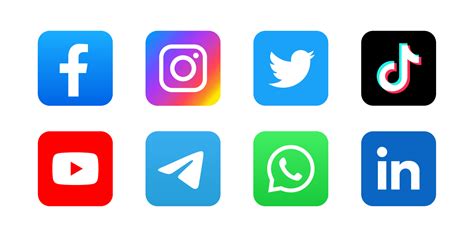 Set Of Square Social Media Icon In Color Background 3600932 Vector Art