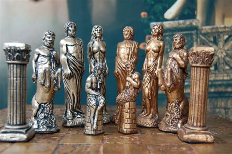 large greek mythology chess set customisable colours pieces