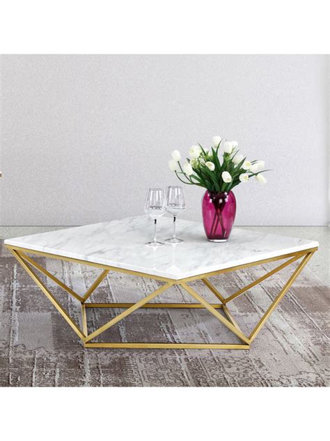By walker edison furniture company (46) braeburn 26 in. Rhombus White Coffee Table With Gold Legs - Lexiang