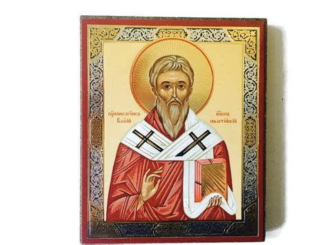 St Blaise Icon Mini Icon Gold Silver Foil Orthodox Icon Etsy
