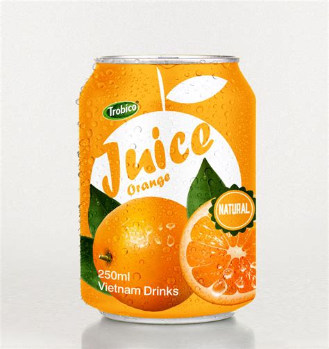 250ml Canned Natural Orange Fruit Juice Trobico Oem Beverage