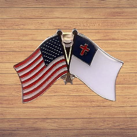 American And Christian Flag Enamel Lapel Pin Flag And Cross