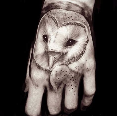 Barn Owl Tattoo On Hand By Greg Sumii Tattoo Design For Hand Tattoo