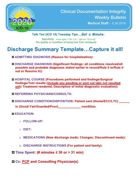 30 Hospital Discharge Summary Templates And Examples