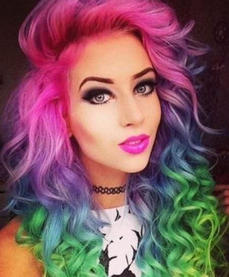 Rainbow Ombre Cute Emo Styles For Girls Cool Hair Color
