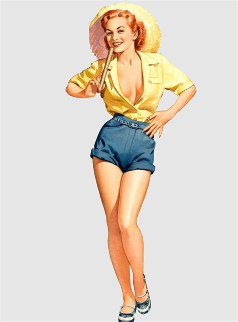 A Woman In Short Shorts And A Yellow Shirt Is Holding An Umbrella Over
