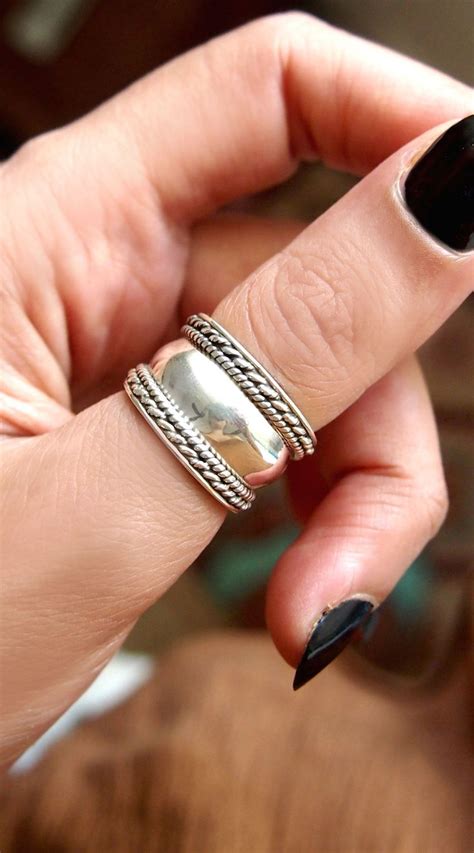 Thumb Rings Chevron Ring Long Ring Sterling Silver Rings For Women