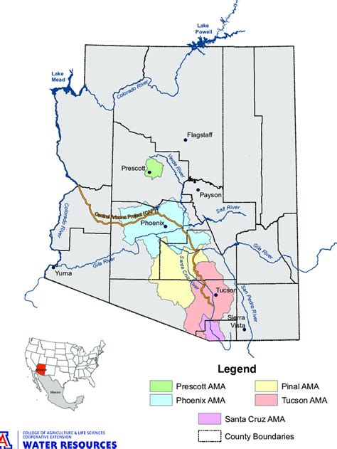 Map Of Arizona Showing The Active Management Areas And County