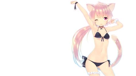 Hintergrundbilder Anime Mädchen Katzenmädchen Nekomimi Schwarze Bikinis Bikini
