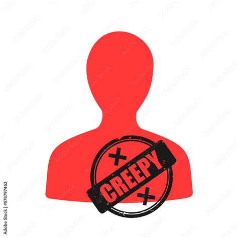 Vetor De Creepy Man Person Is Labelled By Stamp Rejection And Being