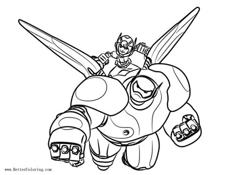 Hiro And Baymax From Big Hero Coloring Pages Free Printable