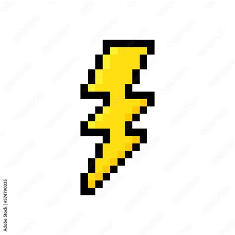 Pixel Lightning Bolt 8 Bit Pixel Art Thunderbolt Lightning Strike