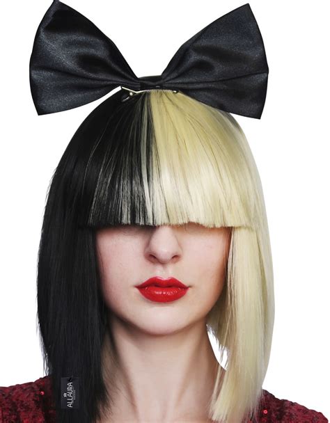 Pop Empress Sia Wig With Black Bow Half Blonde And Black Cosventure
