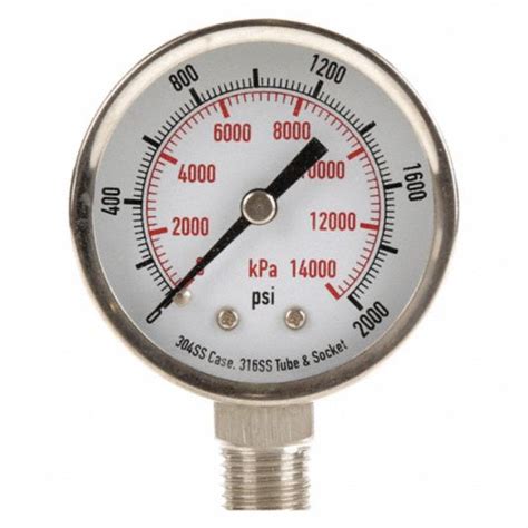 Grainger Approved Pressure Gauge 0 To 14000 Kpa 0 To 2000 Psi Range