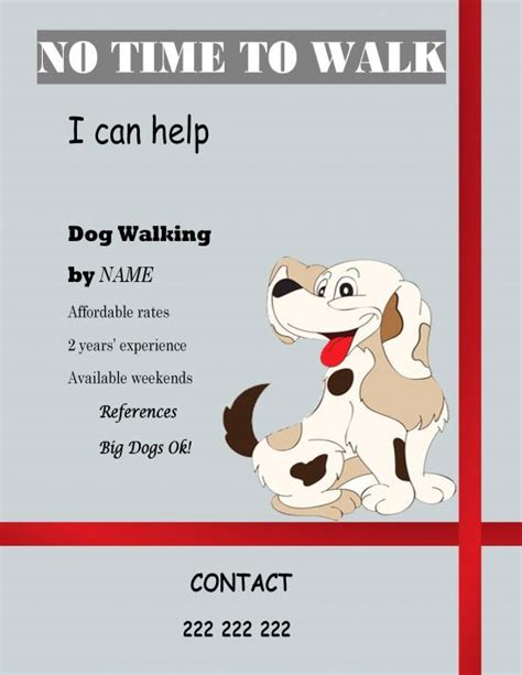 Printable Dog Walking Flyer Template Printable Templates
