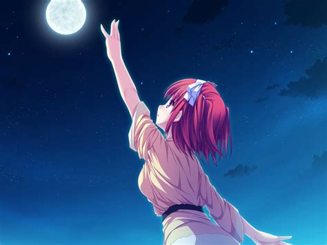 Fond Décran Anime Fille Lune Nuit Geste Mouvement 1600x1200